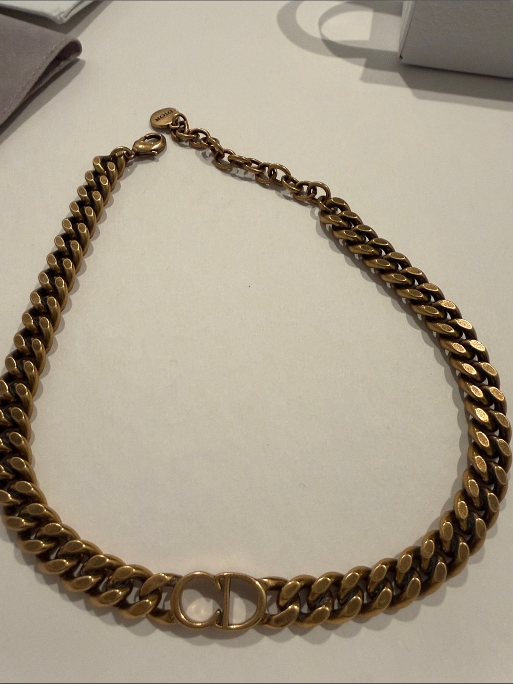 Dior Antique Gold Curb Chain Necklace with CD Motif - Picture 6 of 6